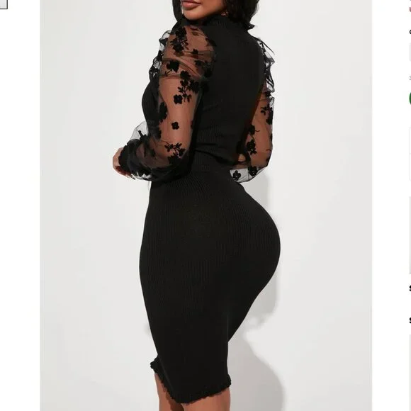 Almost Famous Long Sleeve Fine Gauge Mock Neck Dress Sz S - Picture 2 of 7